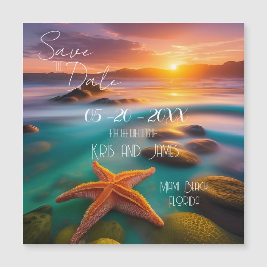 Save the Date Beach Starfish Magnet (Vorderseite)