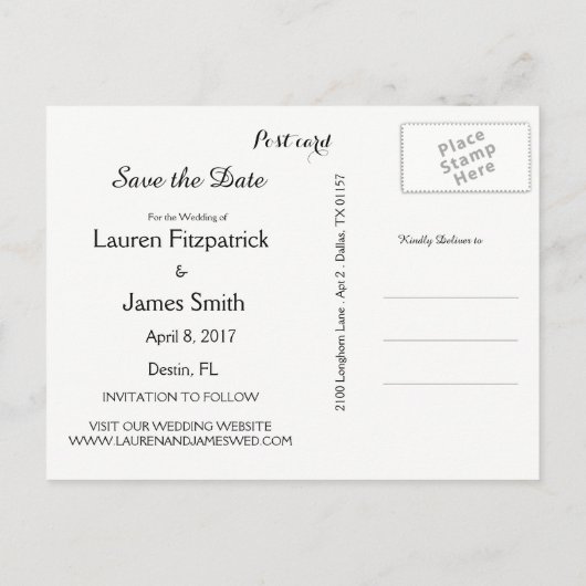 Save the Date Beach Thema Hochzeit Postkarte (Rückseite)