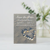 Save the Date Beach Thema Hochzeit Postkarte (Stehend Vorderseite)