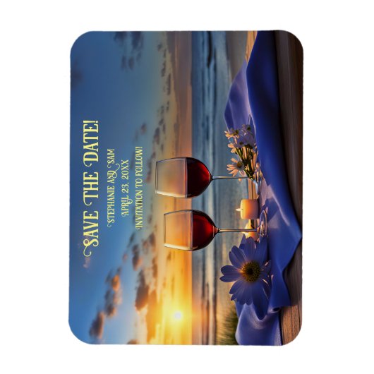 Save the Date Beach und Wine Sunset Magnet (Vertikal)