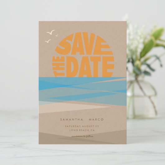 Save the Date, Beach Wedding Save The Date (Stehend Vorderseite)