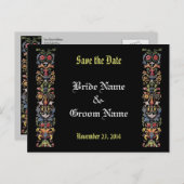 Save the Date bearbeitbare mittelalterliche Illust Ankündigungspostkarte (Vorne/Hinten)