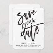 SAVE THE DATE bearbeitetes Skript Schwarz-weiß Einladung (Vorne/Hinten)