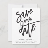 SAVE THE DATE bearbeitetes Skript Schwarz-weiß Einladung (Vorderseite)