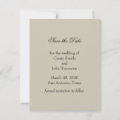 Save the Date bedruckte "Embossed" Champagner Dama (Rückseite)