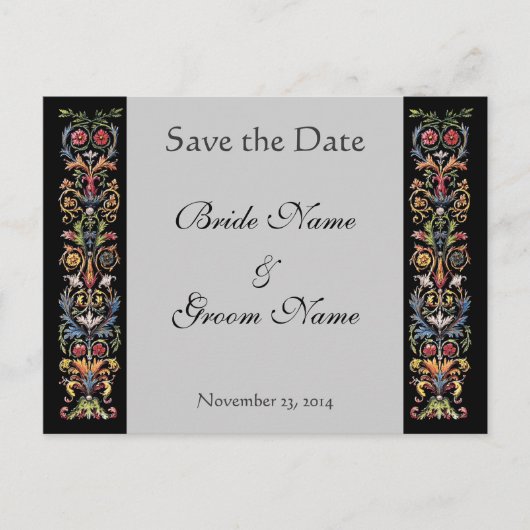 Save the Date befeuerte graue Postkarten (Vorderseite)