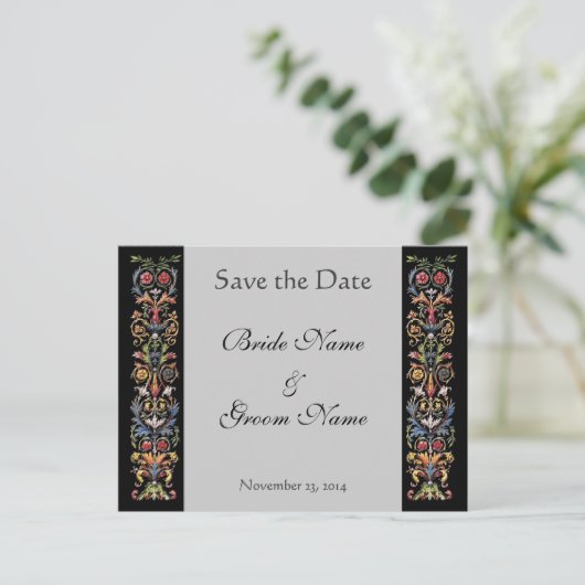 Save the Date befeuerte graue Postkarten (Stehend Vorderseite)