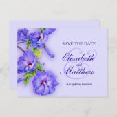 Save the Date bemalt lila Hibiskus Ankündigungspostkarte (Vorne/Hinten)