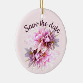 Save the Date benutzerdefinierte rosa Blume Keramik Ornament (Rechts)