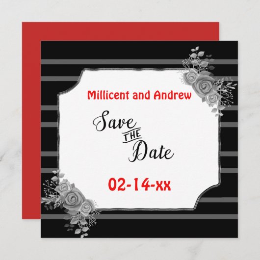 Save the Date Benutzerdefinierter Text Schwarz/Wei (Vorne/Hinten)