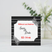 Save the Date Benutzerdefinierter Text Schwarz/Wei (Stehend Vorderseite)
