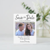 Save the Date Benutzerdefiniertes Foto Einfache Eh Ankündigungspostkarte (Stehend Vorderseite)