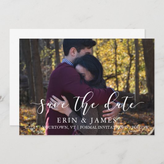 Save the Date benutzerdefiniertes Foto Script-Eleg (Vorne/Hinten)