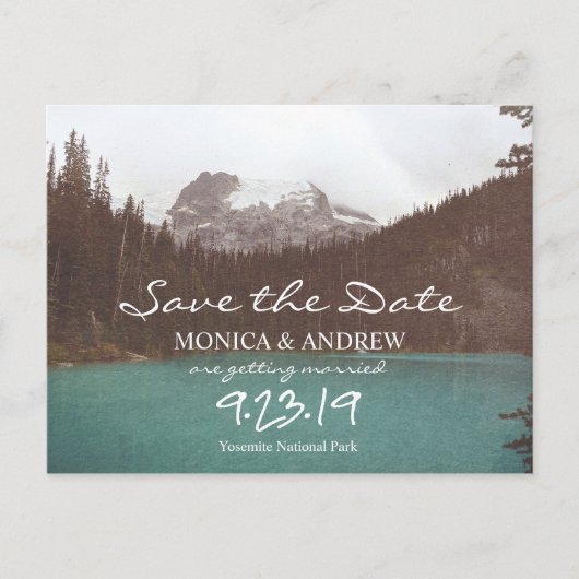 Save the Date Bergsee Postkarte (Vorderseite)