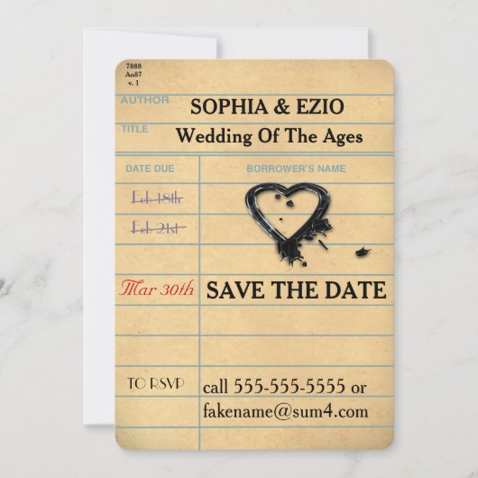 Save the Date Bibliothekskarte (Vorderseite)