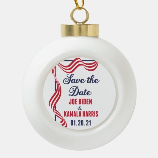 Save the Date Biden Harris Einweihung Keramik Kugel-Ornament (Vorderseite)