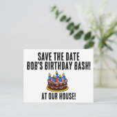 SAVE THE DATE BIRTHDAY CAKE PARTY EINLADUNGEN (Stehend Vorderseite)