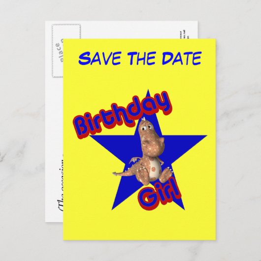 Save the Date Birthday Girl Funny Postcard Ankündigungspostkarte (Vorne/Hinten)