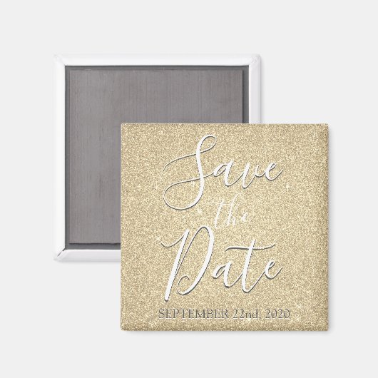 Save the Date Birthday Gold Glitzer Sparkle Magnet (Vorderseite/Rückseite)