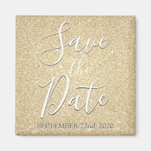 Save the Date Birthday Gold Glitzer Sparkle Magnet