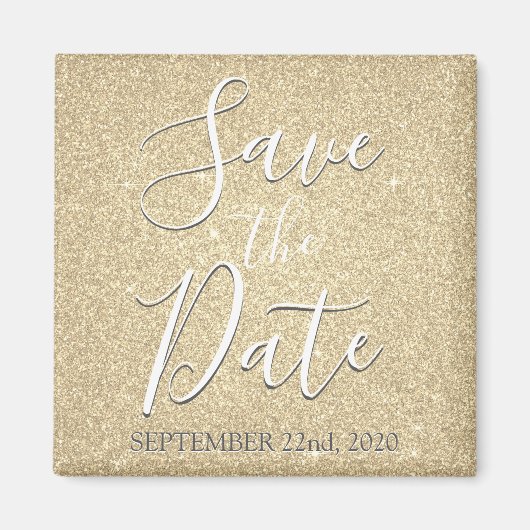 Save the Date Birthday Gold Glitzer Sparkle Magnet (Vorne)