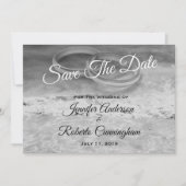 Save the Date Black and White Beach Postcard (Vorderseite)