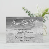 Save the Date Black and White Beach Postcard (Stehend Vorderseite)