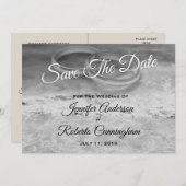 Save the Date Black and White Beach Postcard (Vorne/Hinten)