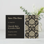 Save the Date Black Damask Card (Stehend Vorderseite)