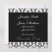 Save the Date Black Damask Monogram (Rückseite)