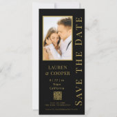 Save the Date Black Gold QR Code Moderne Hochzeit (Vorderseite)
