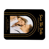 Save the Date Black Gold Stilvolle Art Deco Hochze Magnet (Horizontal)