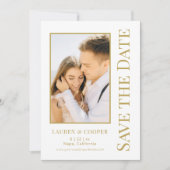 Save the Date Black Gold Stilvolle Moderne Hochzei (Vorderseite)