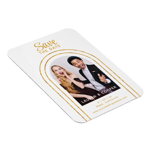 Save the Date Black Gold Stilvolle Moderne Hochzei Magnet (Rechte Seite)