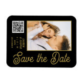 Save the Date Black Gold Stilvolle Moderne Hochzei Magnet (Horizontal)