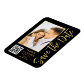 Save the Date Black Gold Stilvolle Moderne Hochzei Magnet (Linke Seite)
