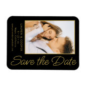 Save the Date Black Gold Stilvolle Moderne Hochzei Magnet (Horizontal)