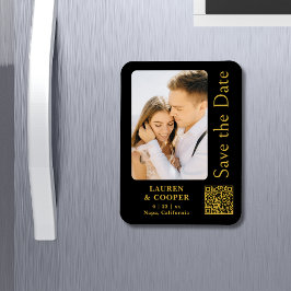 Save the Date Black Gold Stilvolle Moderne Hochzei Magnet