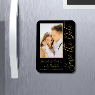 Save the Date Black Gold Stilvolle Moderne Hochzei Magnet