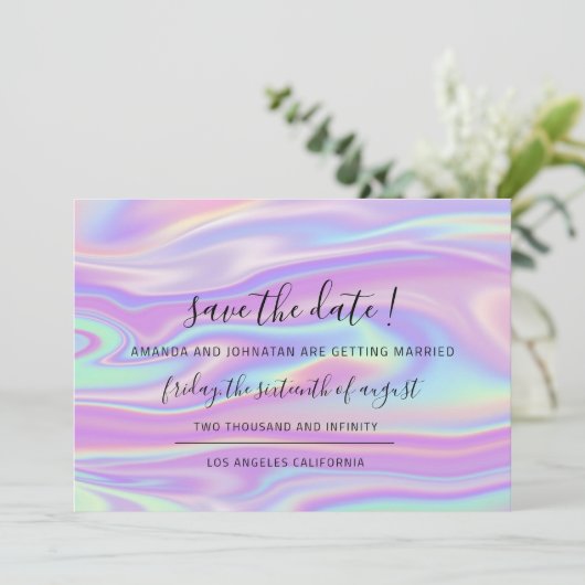 Save the Date Black Holograph (Stehend Vorderseite)