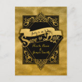 Save the Date Black & Imitats Gold Elegante Verlob Postkarte (Vorderseite)