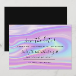 Save the Date Black Minimalism Holographic