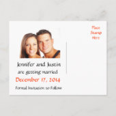 Save the Date Black Polka Dot Foto PostCard Ankündigungspostkarte (Rückseite)