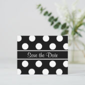 Save the Date Black Polka Dot Foto PostCard Ankündigungspostkarte (Stehend Vorderseite)