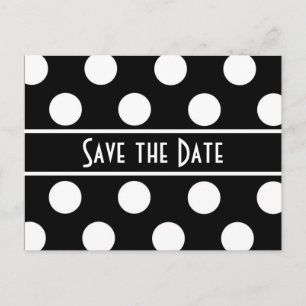 Save the Date Black Polka Dot Foto Postkarte