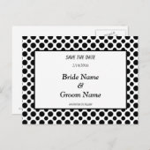 Save the Date Black Polka Dot Postcard Ankündigungspostkarte (Vorne/Hinten)