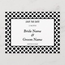 Save the Date Black Polka Dot Postcard Ankündigungspostkarte