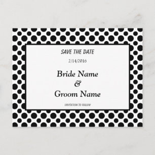 Save the Date Black Polka Dot Postcard Ankündigungspostkarte