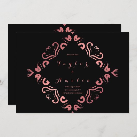 Save the Date Black Rose Gold (Vorne/Hinten)