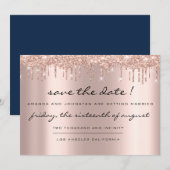 Save the Date Black Rose Tropfen Blue Navy (Vorne/Hinten)